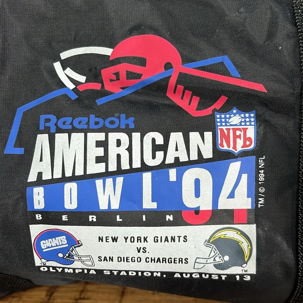 Reebok Vintage 1994 American Bowl NFL Duffle Bag NY Giants San Diego Chargers